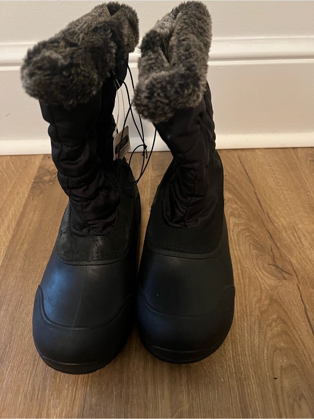 Women's Black Winter Snow Boots with Faux Fur Trim l 6